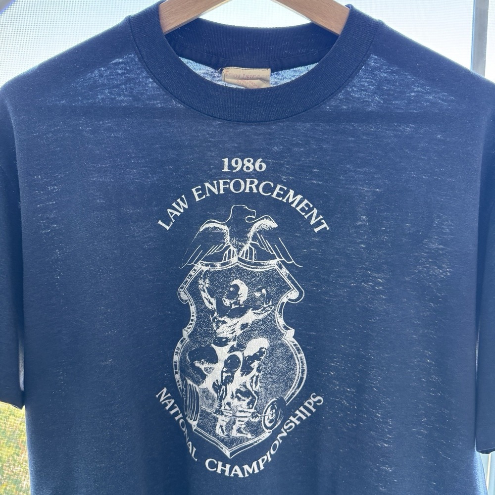 Vintage Law Enforcement National Championships T-Shirt XL Police Weightlifting